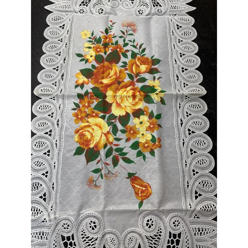 Vintage Vinyl Lace Table Runner 16